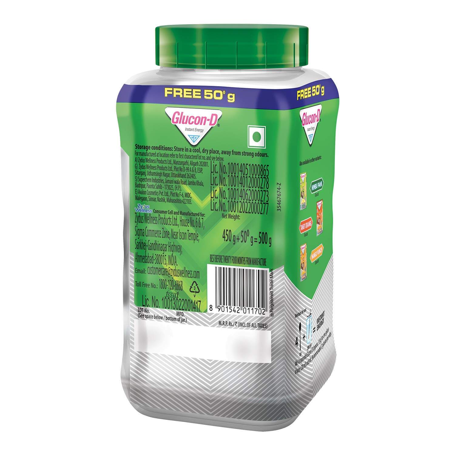 1 GLUCON-D INSTANT ENERGY HEALTH DRINK REGULAR - 450GM JAR (EXTRA 50GM FREE)