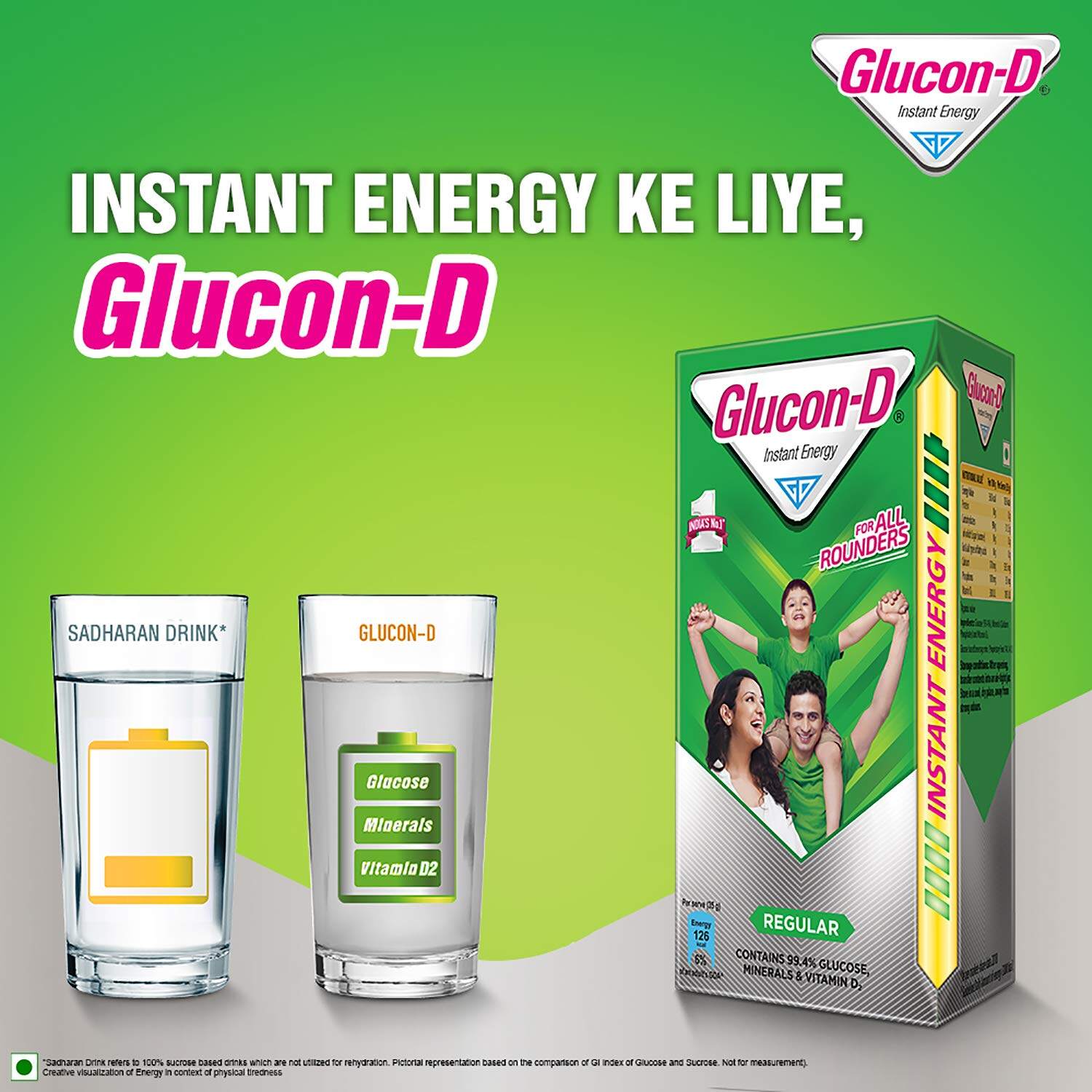 1 GLUCON-D INSTANT ENERGY HEALTH DRINK REGULAR - 450GM JAR (EXTRA 50GM FREE)